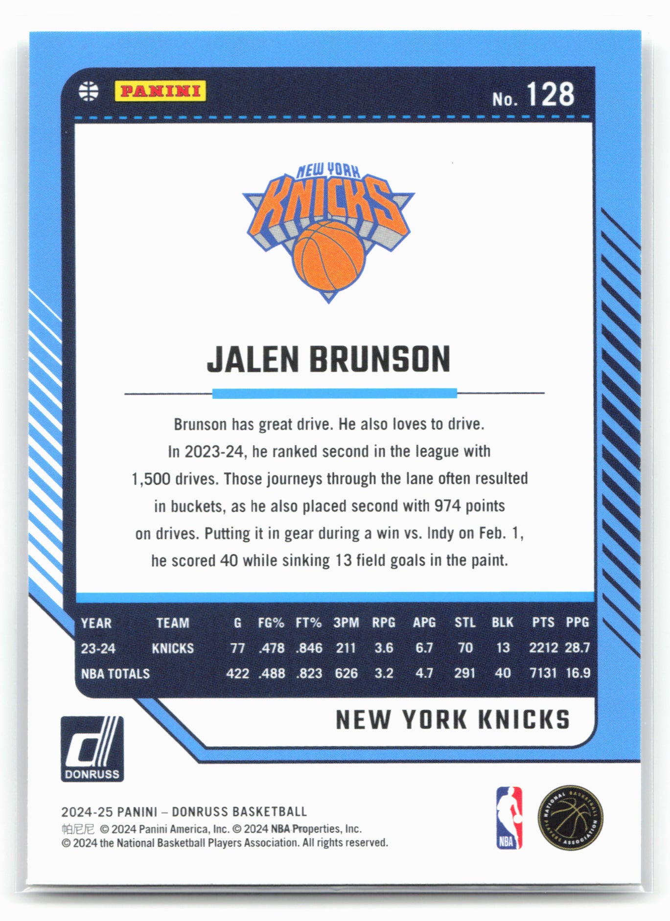 2024-25 Donruss #128 Jalen Brunson