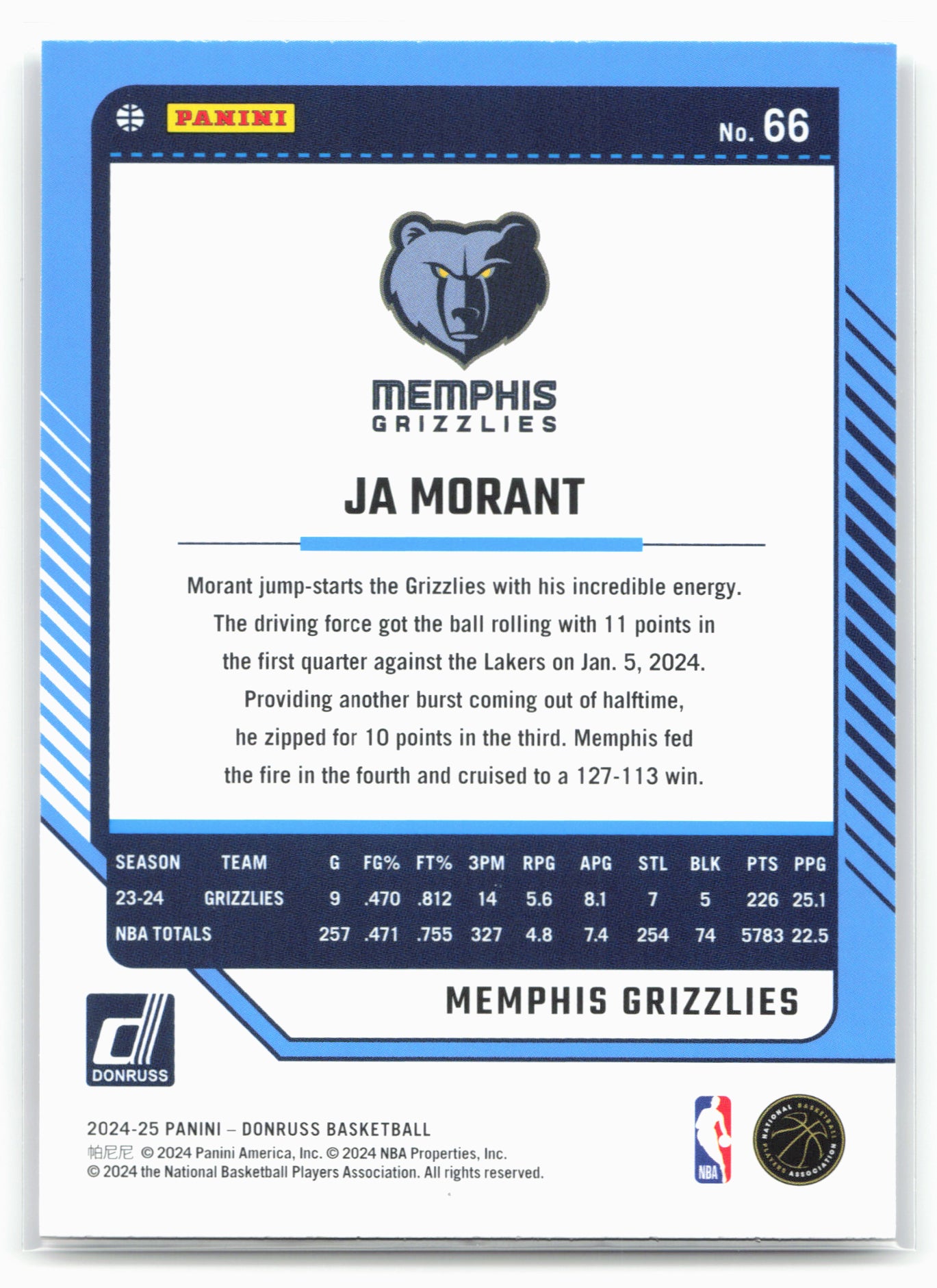 2024-25 Donruss #66 Ja Morant
