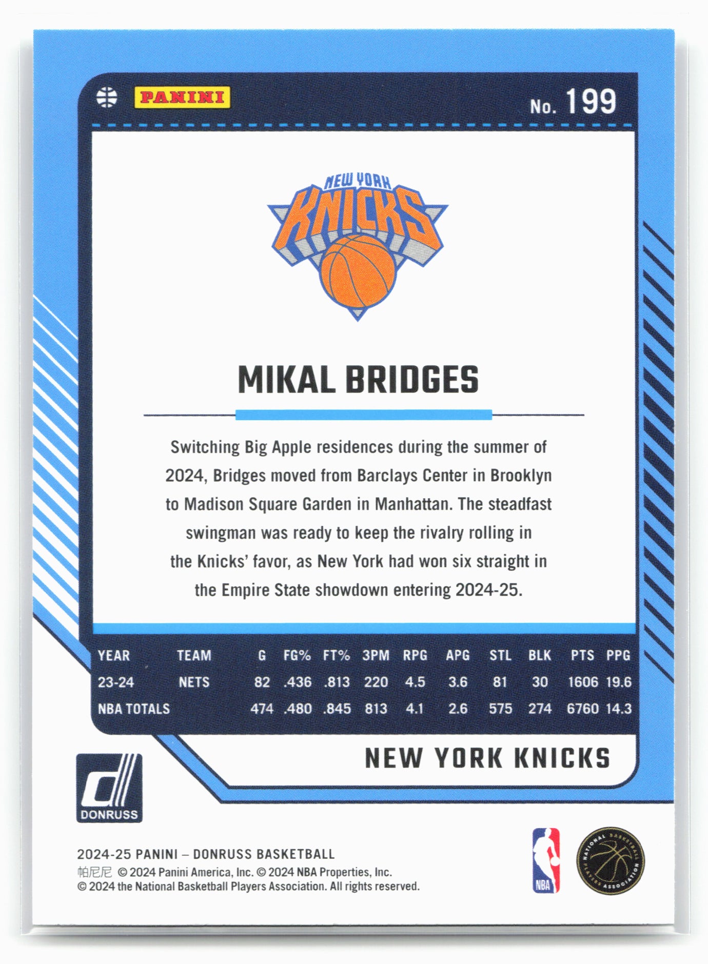 2024-25 Donruss #199 Mikal Bridges