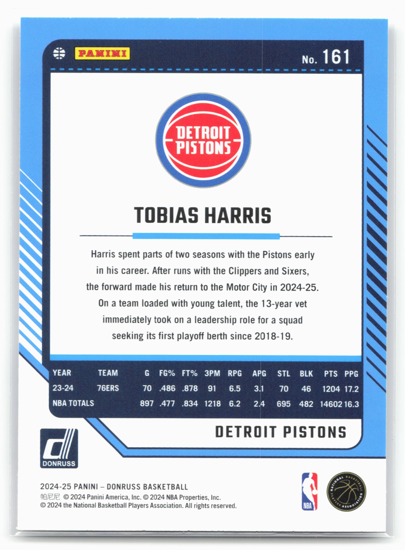 2024-25 Donruss #161 Tobias Harris
