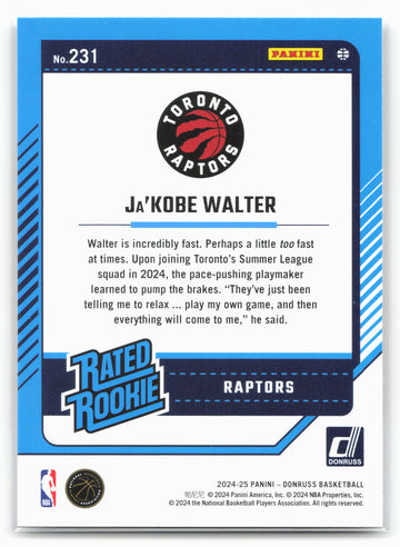 
2024-25 Donruss #231 Ja'Kobe Walter