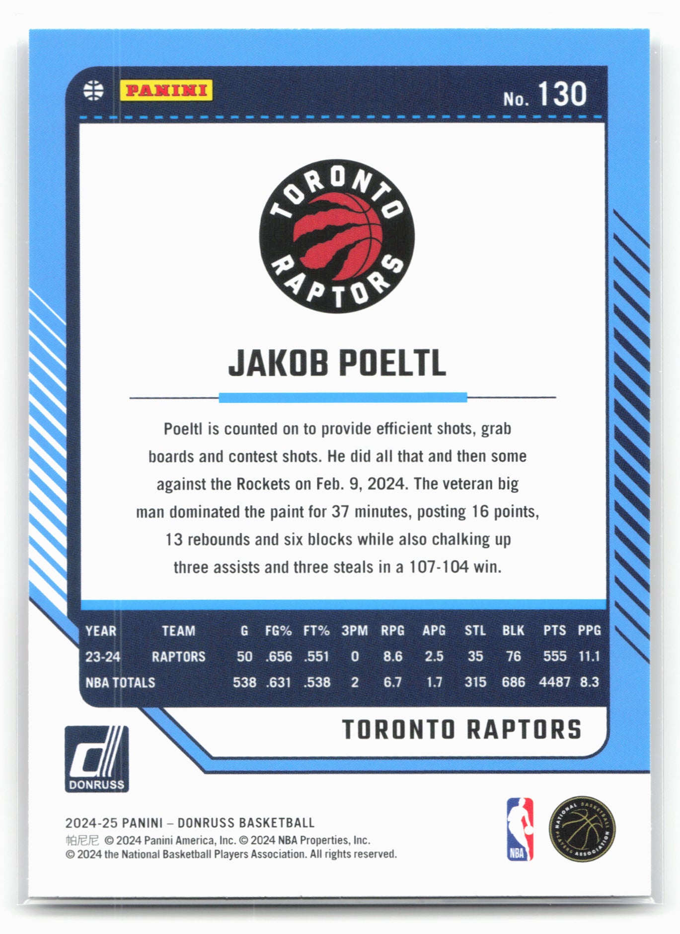 2024-25 Donruss #130 Jakob Poeltl