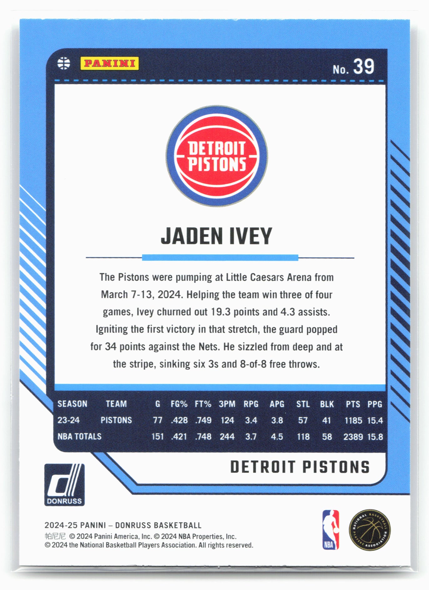 2024-25 Donruss #39 Jaden Ivey