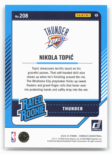 
2024-25 Donruss #208 Nikola Topic