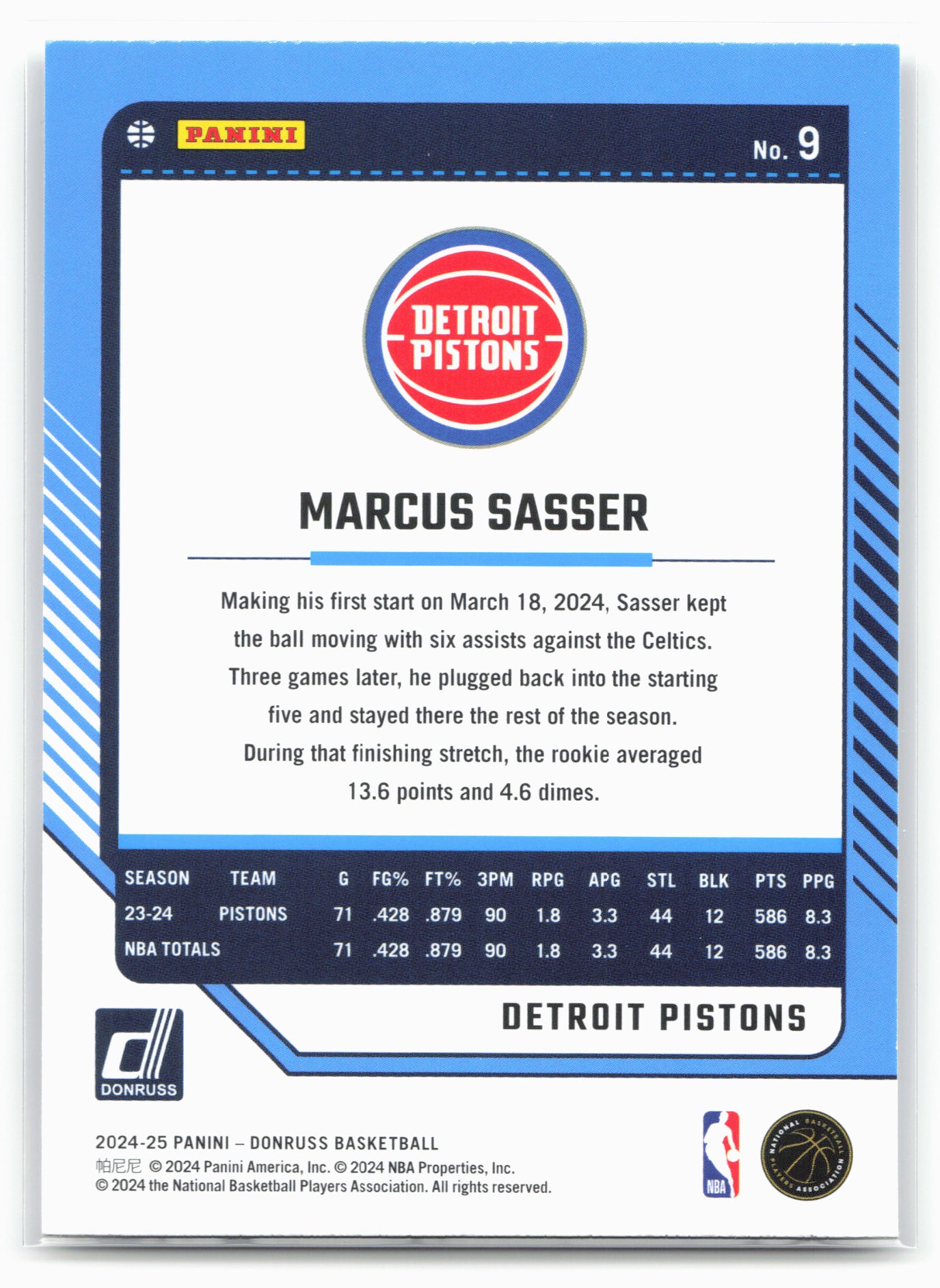 2024-25 Donruss #9 Marcus Sasser