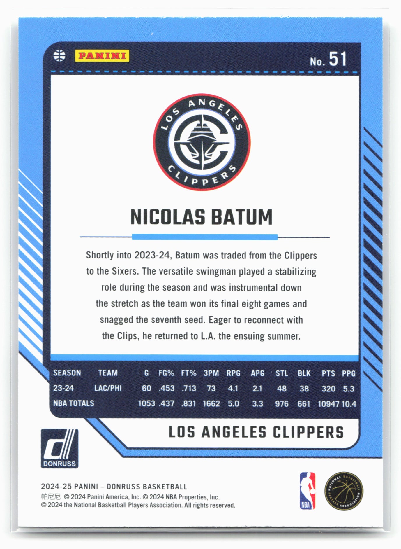 2024-25 Donruss #51 Nicolas Batum