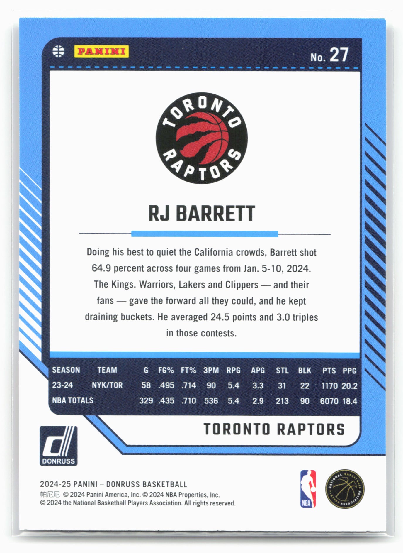 2024-25 Donruss #27 RJ Barrett