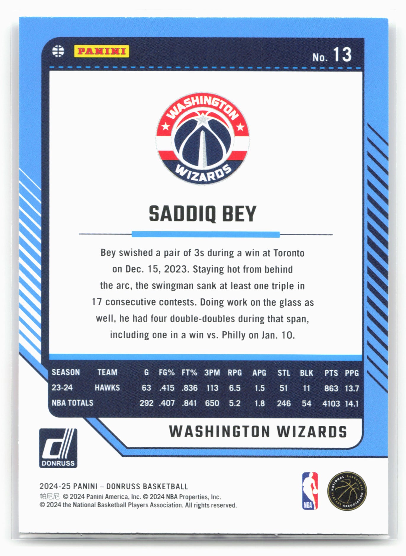 2024-25 Donruss #13 Saddiq Bey