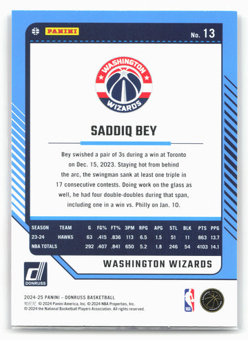 
2024-25 Donruss #13 Saddiq Bey