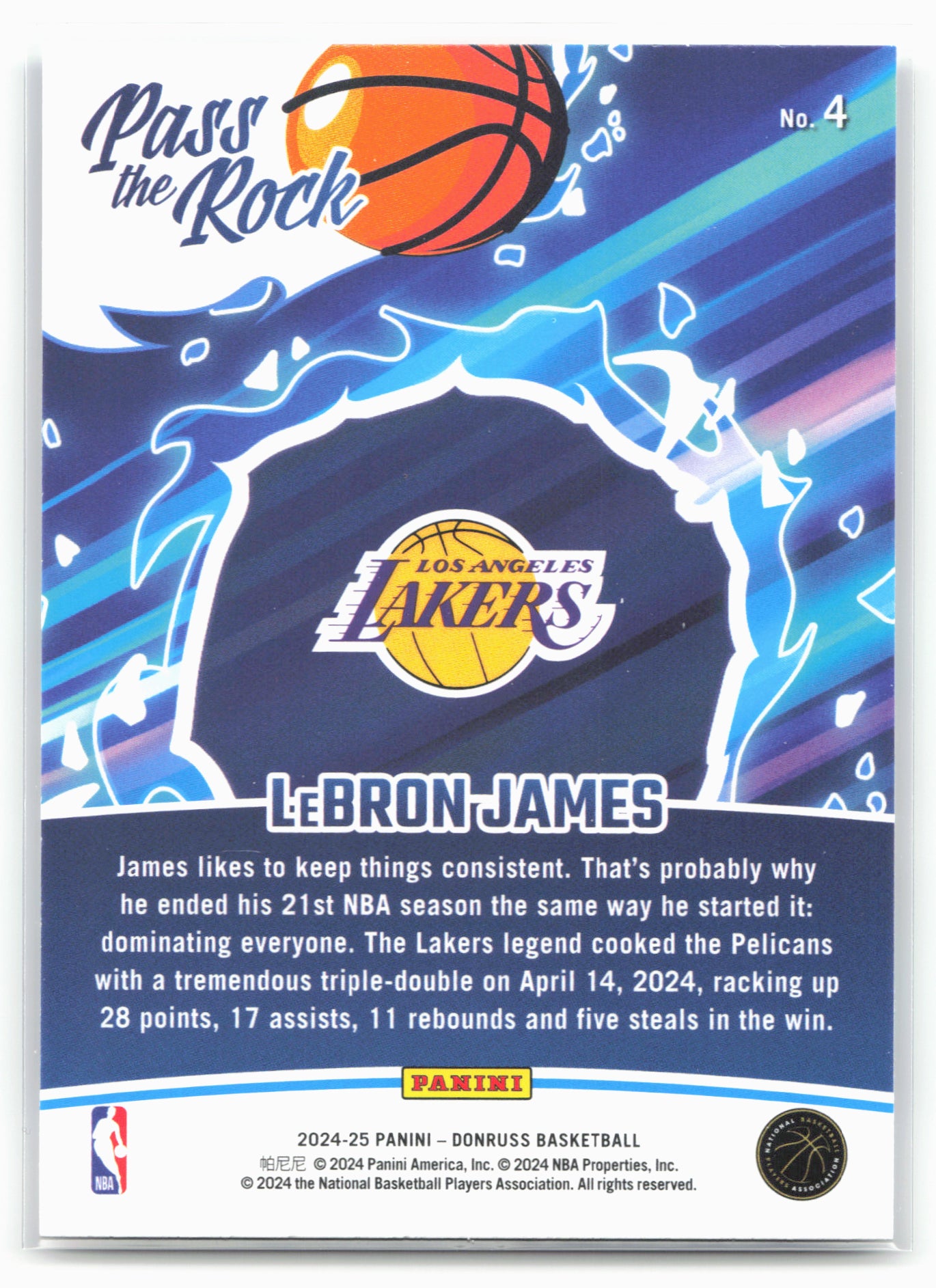 2024-25 Donruss #4 LeBron James Pass the Rock