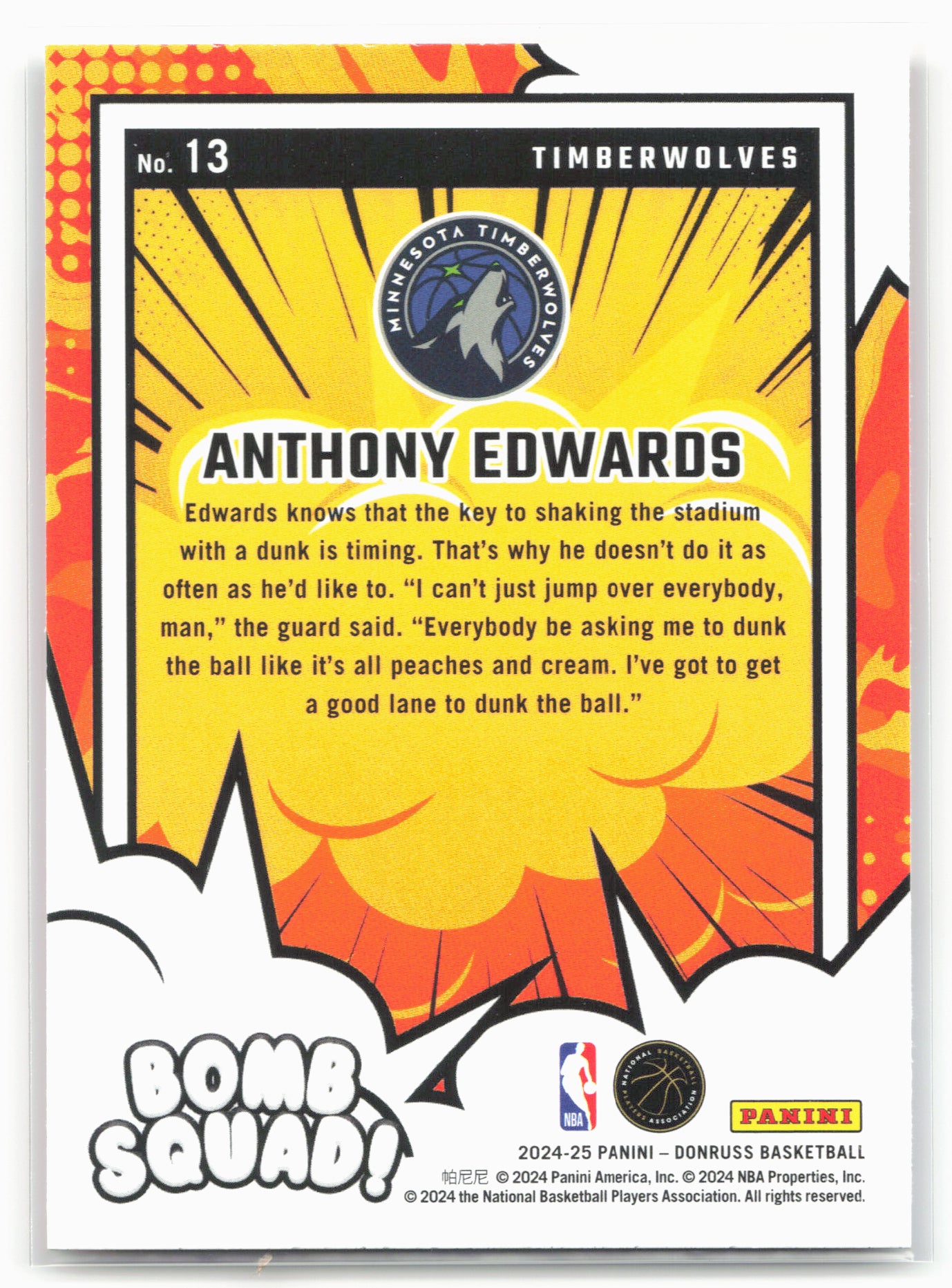 2024-25 Donruss #13 Anthony Edwards Bomb Squad