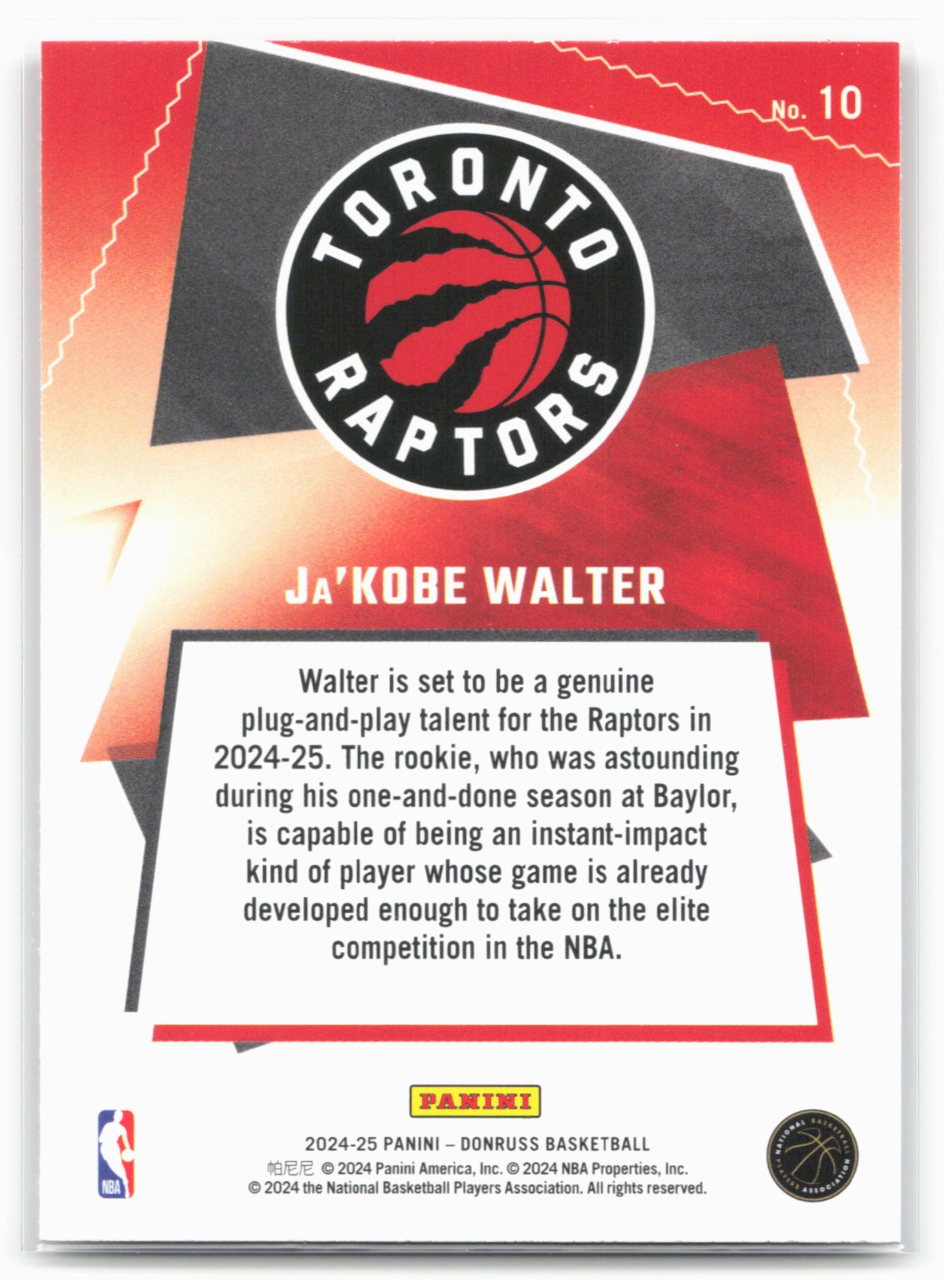 2024-25 Donruss #10 Ja'Kobe Walter Great X-Pectations