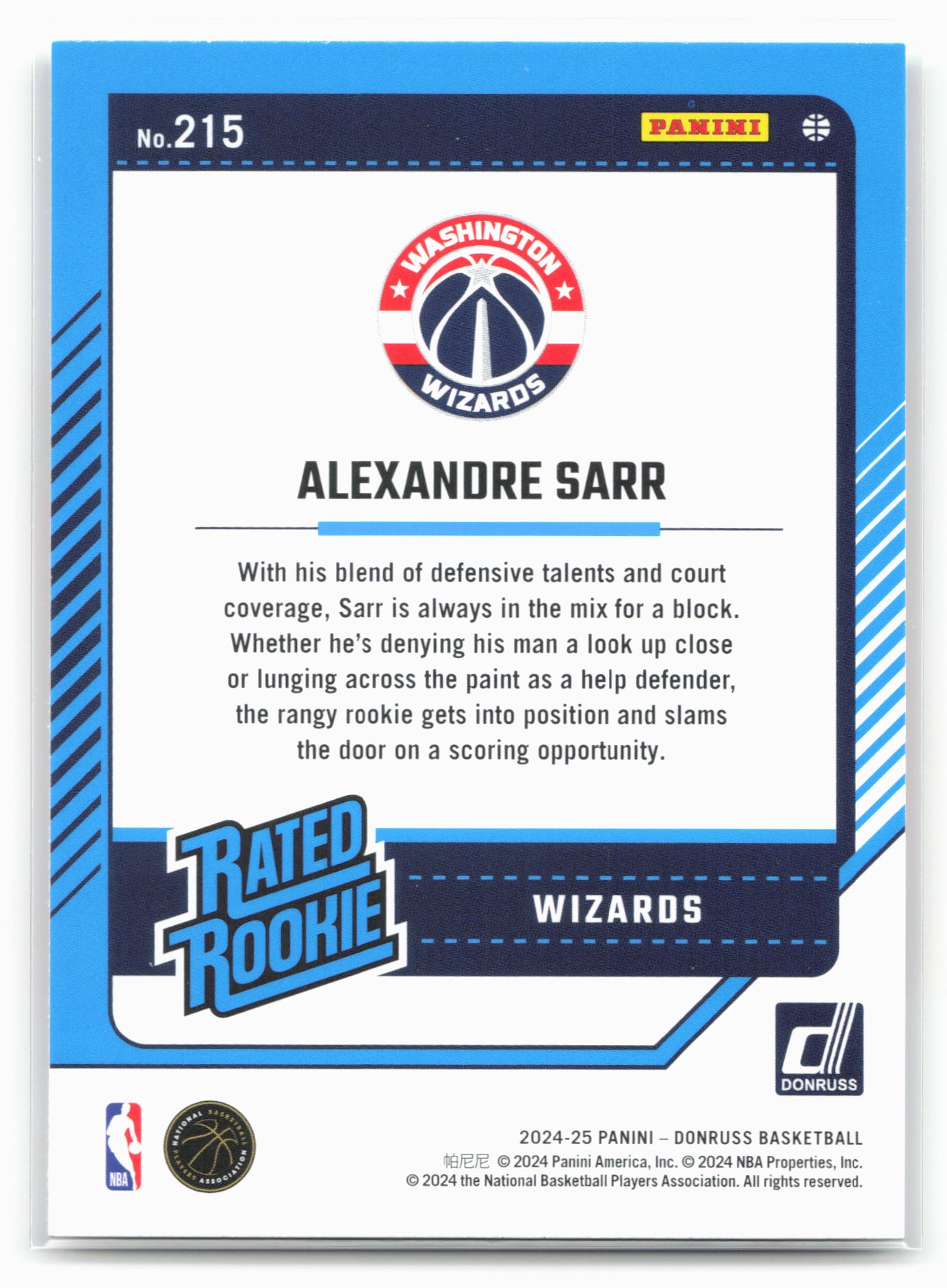 2024-25 Donruss #215 Alexandre Sarr