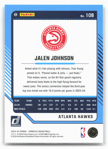 
2024-25 Donruss #108 Jalen Johnson