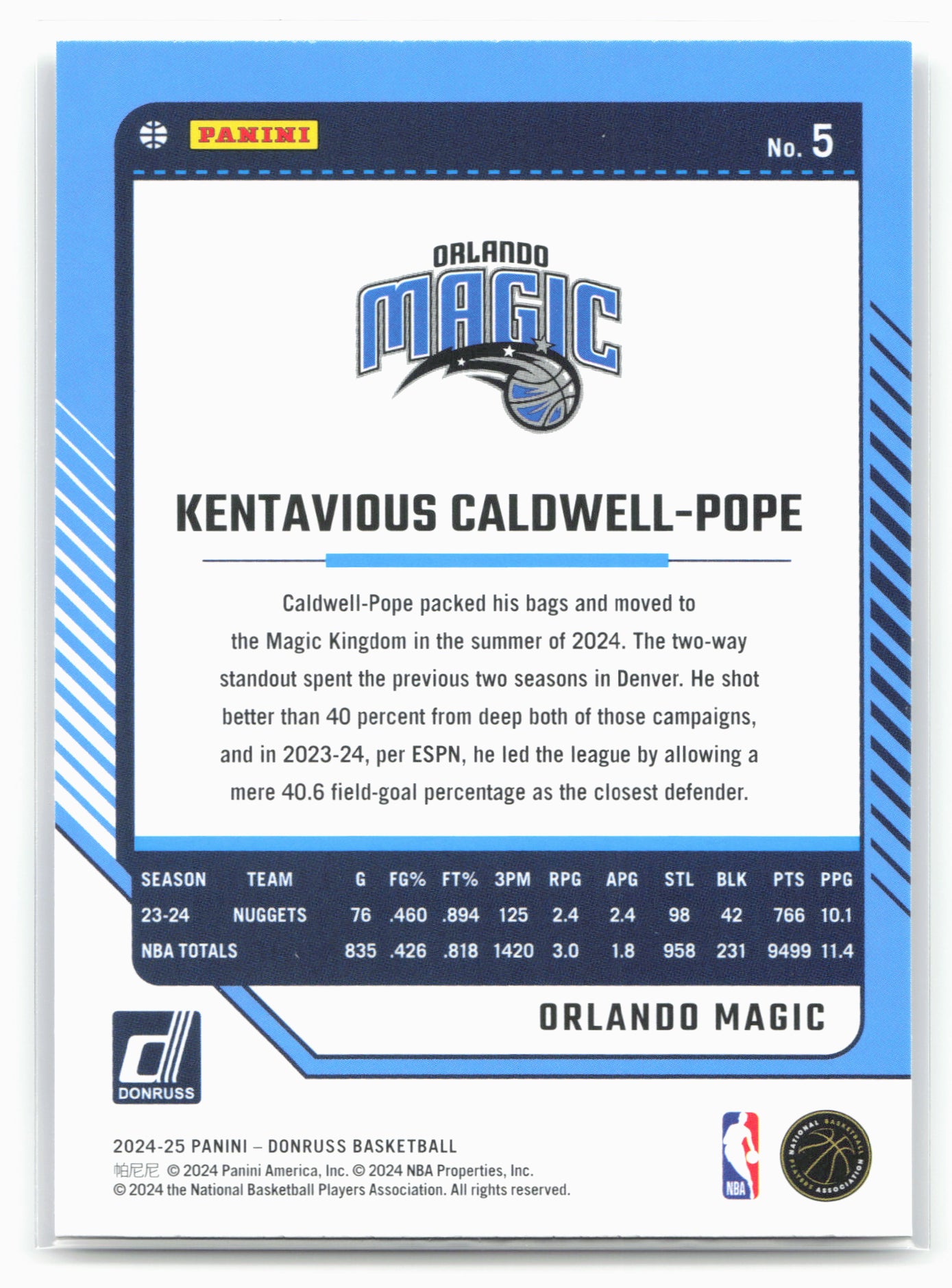 2024-25 Donruss #5 Kentavious Caldwell-Pope