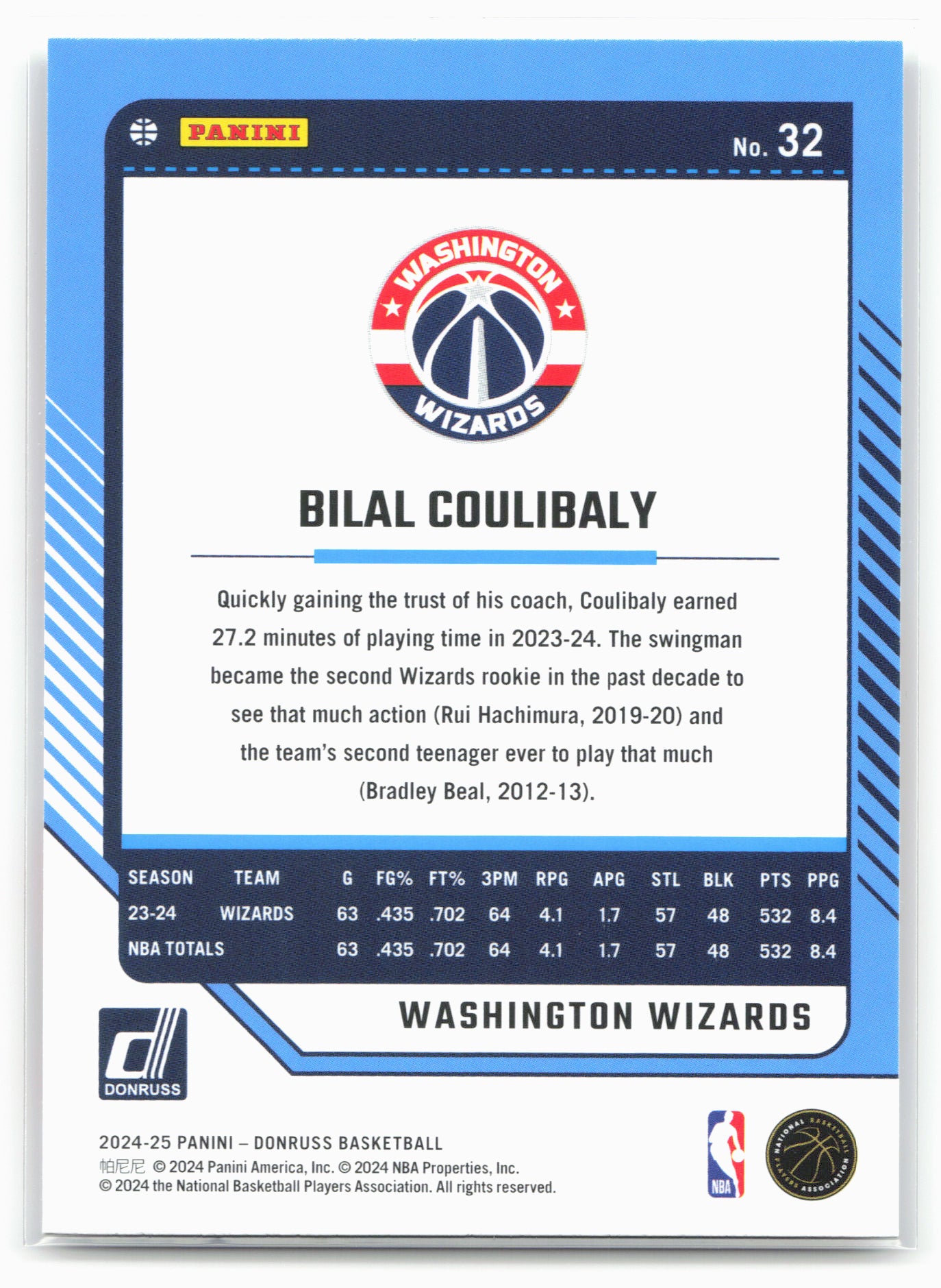 2024-25 Donruss #32 Bilal Coulibaly