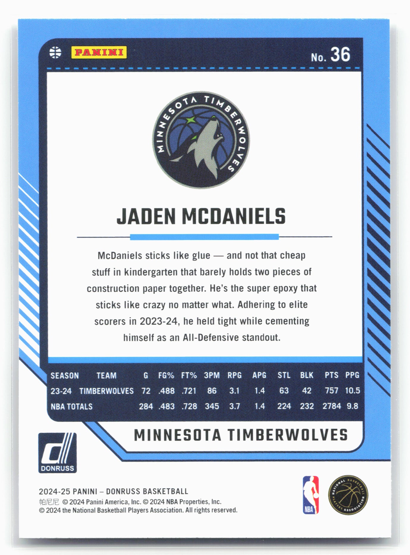 2024-25 Donruss #36 Jaden McDaniels