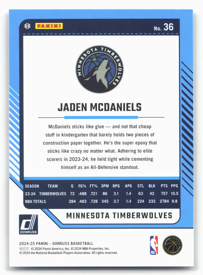 2024-25 Donruss #36 Jaden McDaniels