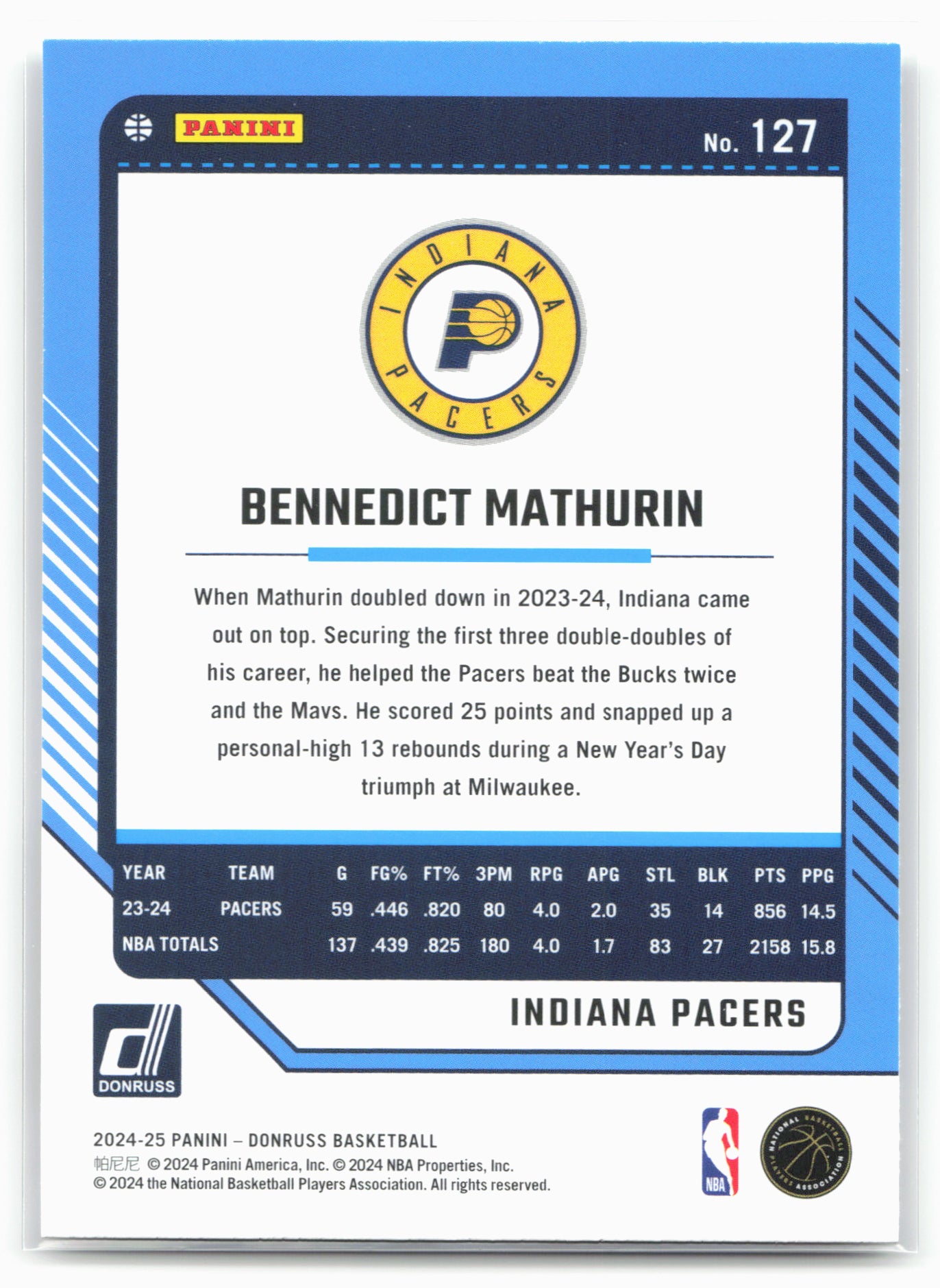 2024-25 Donruss #127 Bennedict Mathurin