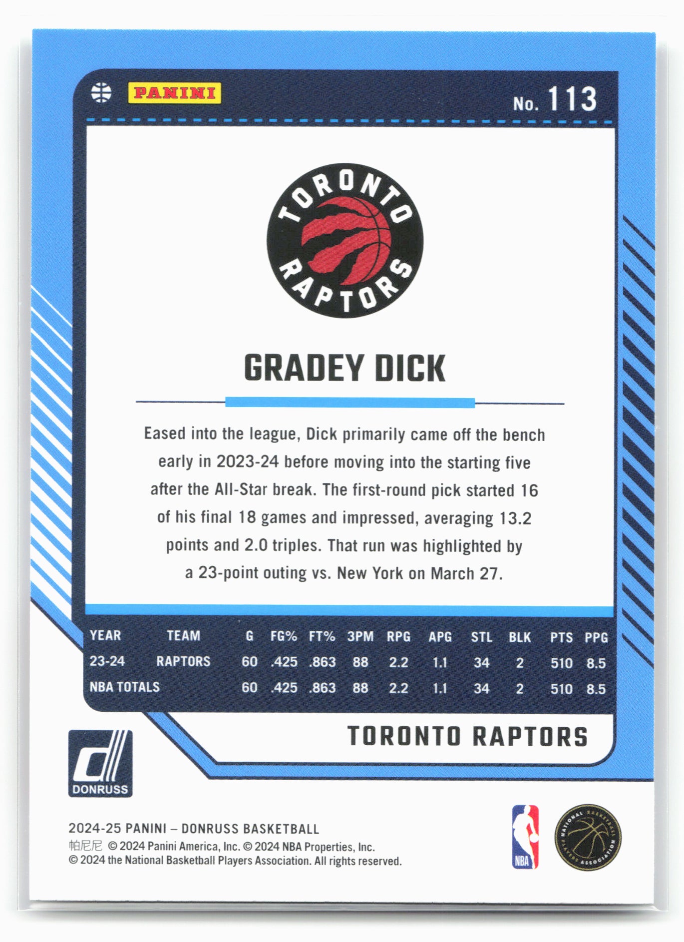 2024-25 Donruss #113 Gradey Dick