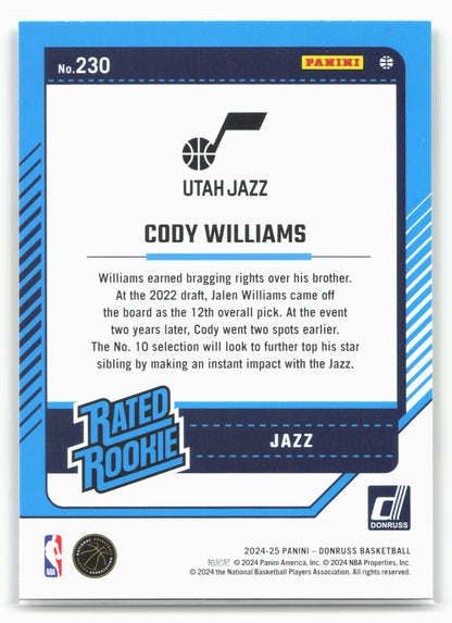 2024-25 Donruss #230 Cody Williams