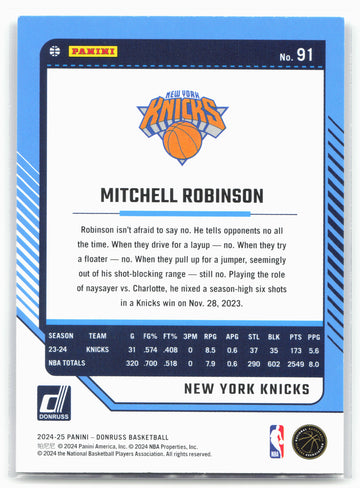 
2024-25 Donruss #91 Mitchell Robinson