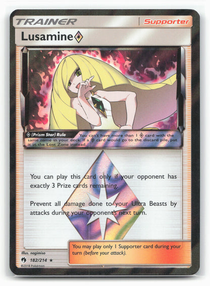SM - Lost Thunder #182/214 Lusamine Prism Star 18216 Holo