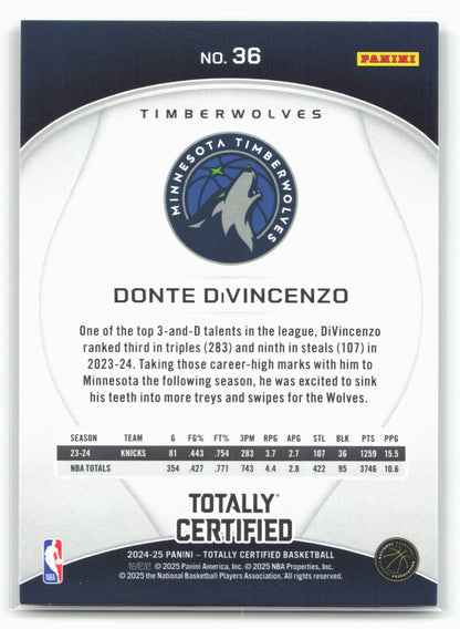 2024-25 Panini Totally Certified #36 Donte DiVincenzo 18399