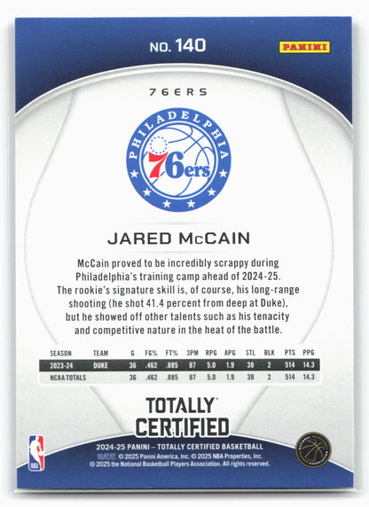 2024-25 Panini Totally Certified #140 Jared McCain 18402