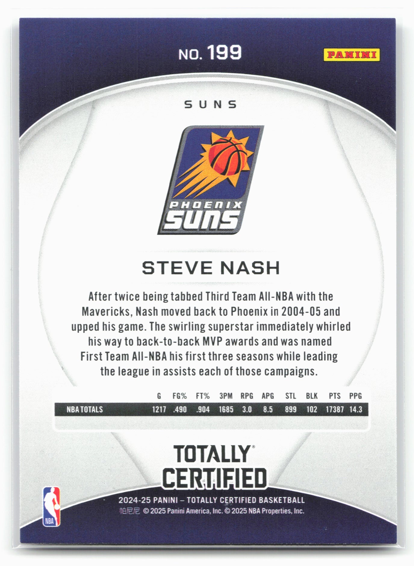 2024-25 Panini Totally Certified #199 Steve Nash 18408