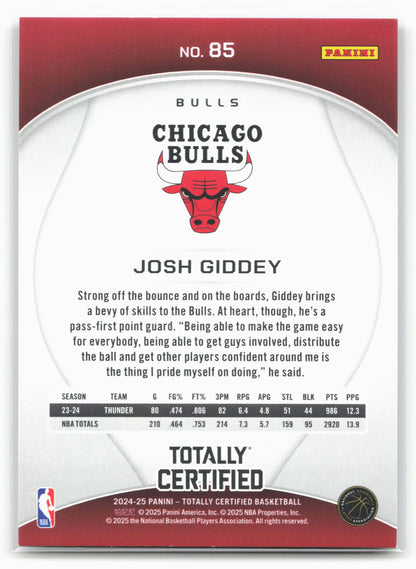 2024-25 Panini Totally Certified #85 Josh Giddey 18409
