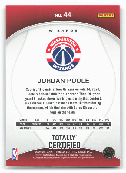 2024-25 Panini Totally Certified #44 Jordan Poole 18410