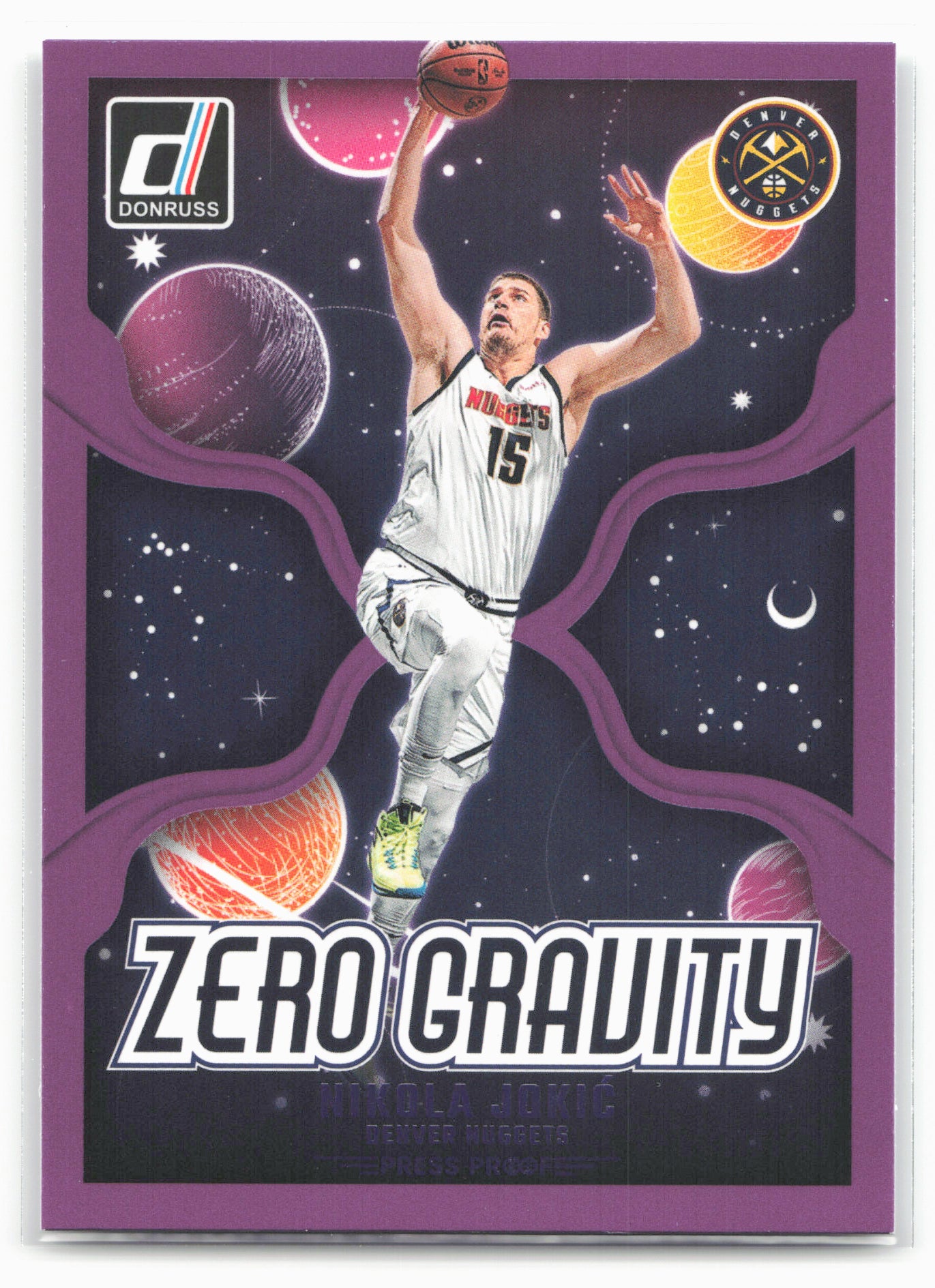 2024-25 Donruss #5 Nikola Jokic Zero Gravity Press Proof Purple