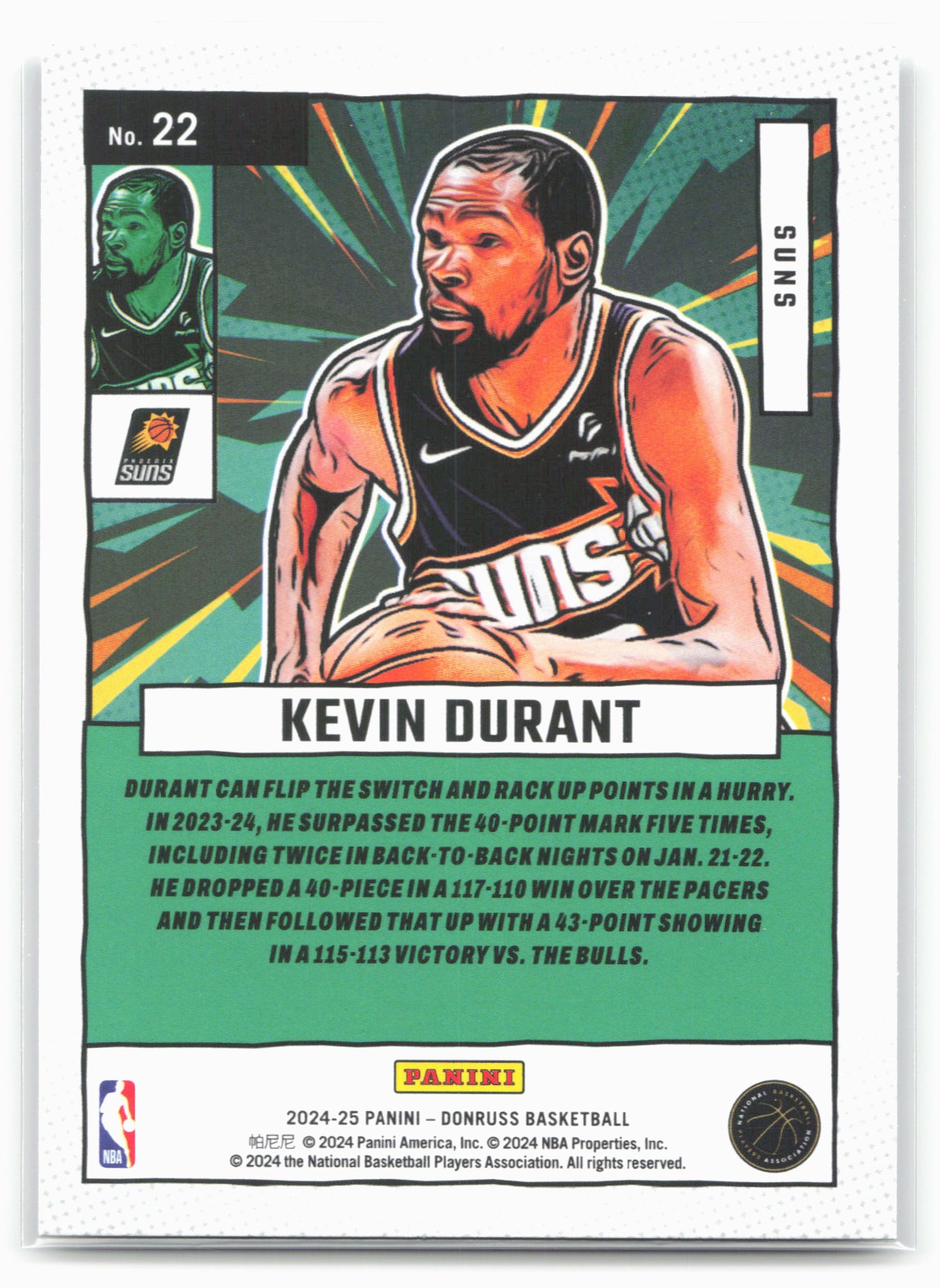 2024-25 Donruss #22 Kevin Durant Net Marvels Press Proof