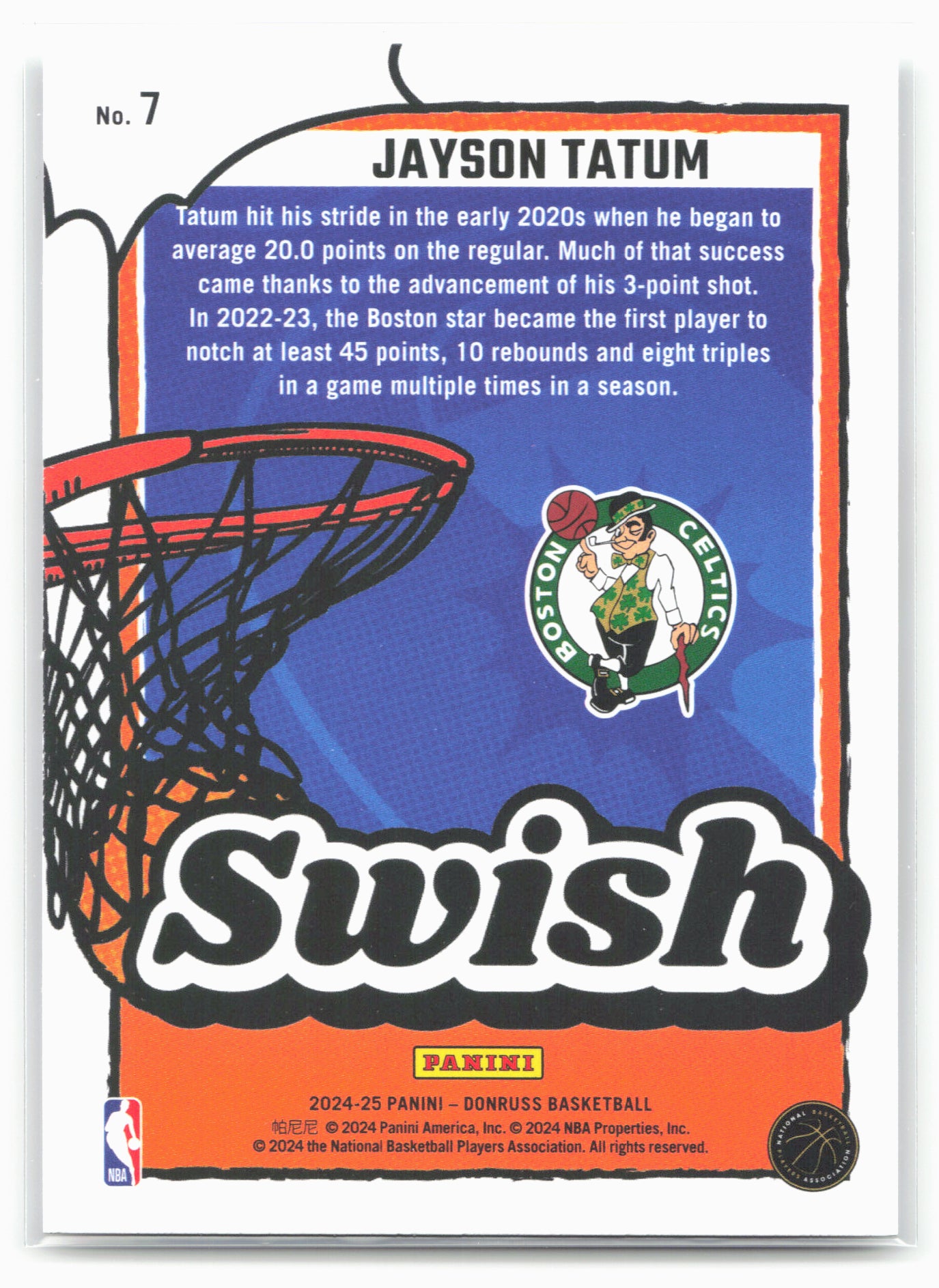 2024-25 Donruss #7 Jayson Tatum Swish Press Proof