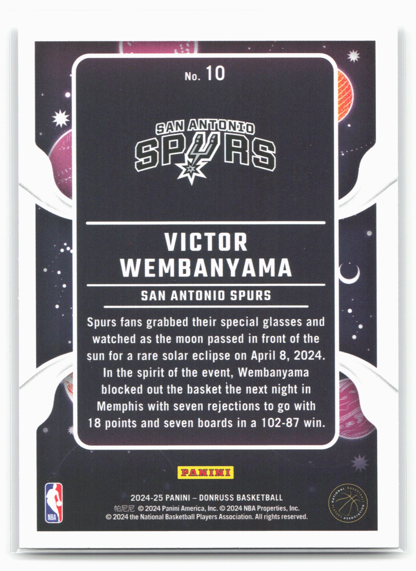 2024-25 Donruss #10 Victor Wembanyama Zero Gravity