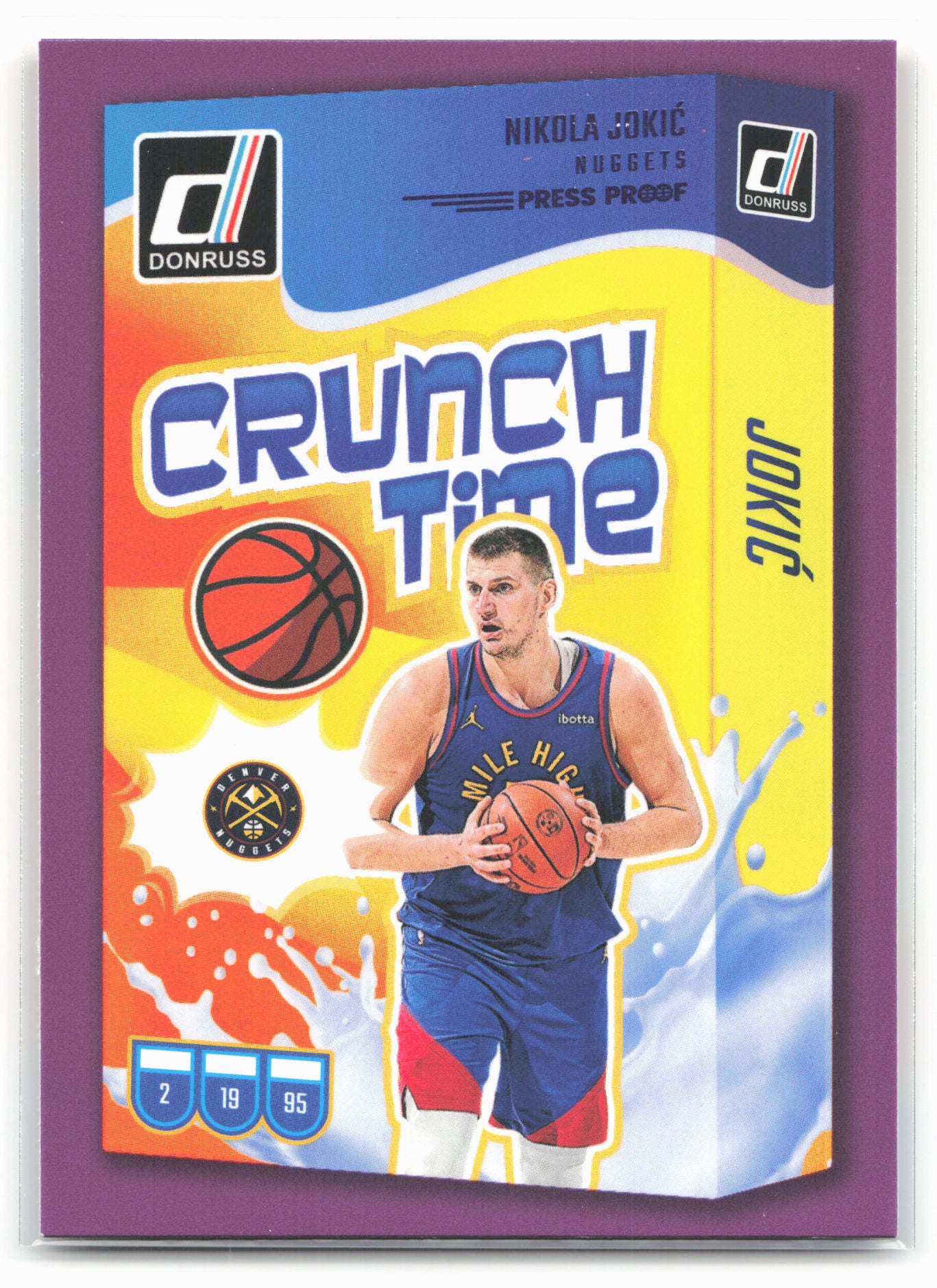 2024-25 Donruss #10 Nikola Jokic Crunch Time Press Proof Purple