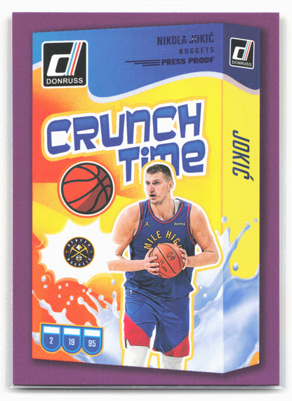 2024-25 Donruss #10 Nikola Jokic Crunch Time Press Proof Purple