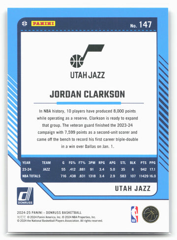
2024-25 Donruss #147 Jordan Clarkson Hyper