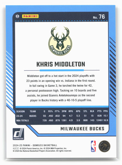 2024-25 Donruss #76 Khris Middleton Holo Red Laser