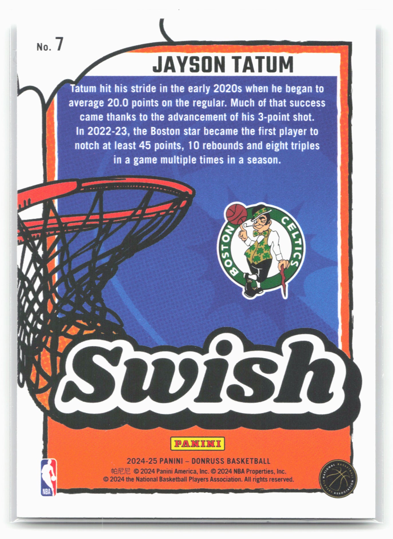 2024-25 Donruss #7 Jayson Tatum Swish Diamond