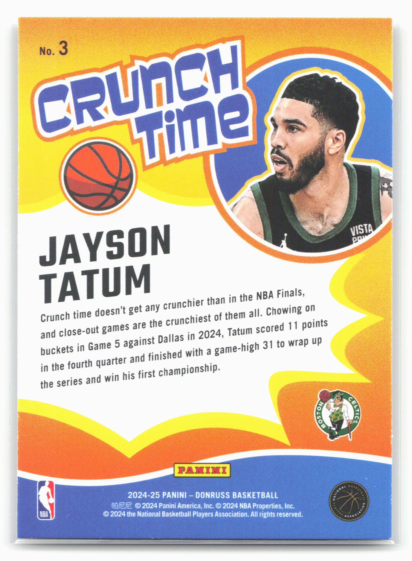 2024-25 Donruss #3 Jayson Tatum Crunch Time
