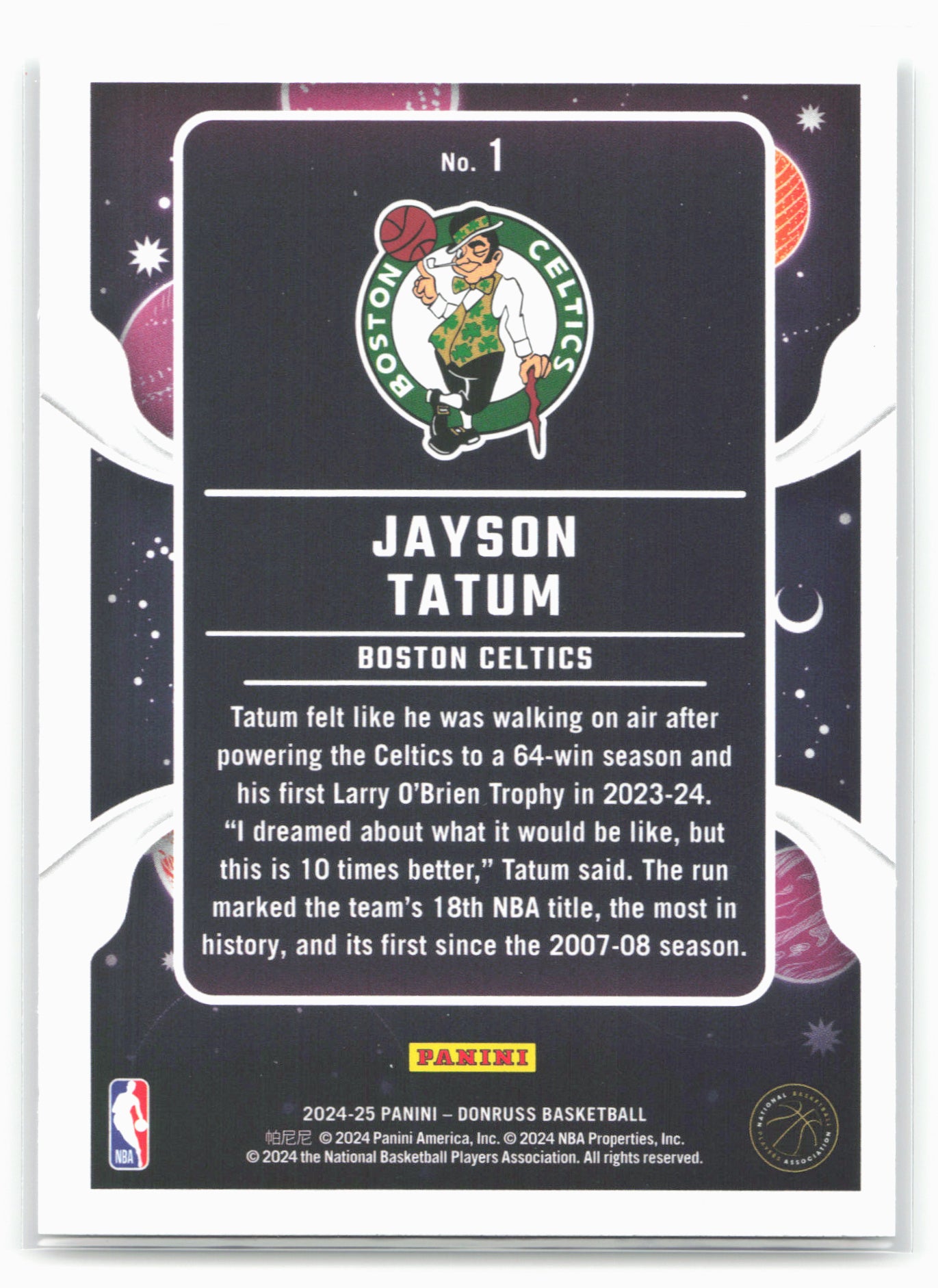 2024-25 Donruss #1 Jayson Tatum Zero Gravity