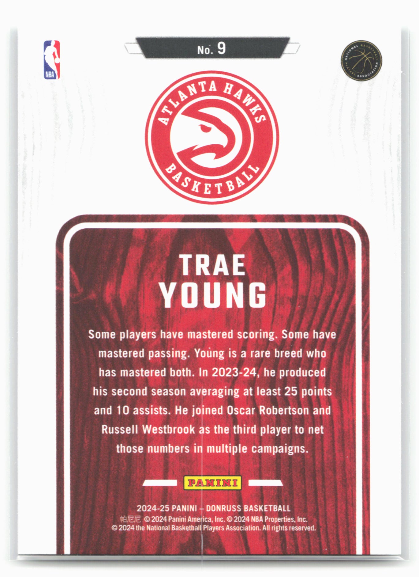 2024-25 Donruss #9 Trae Young Hardwood Masters