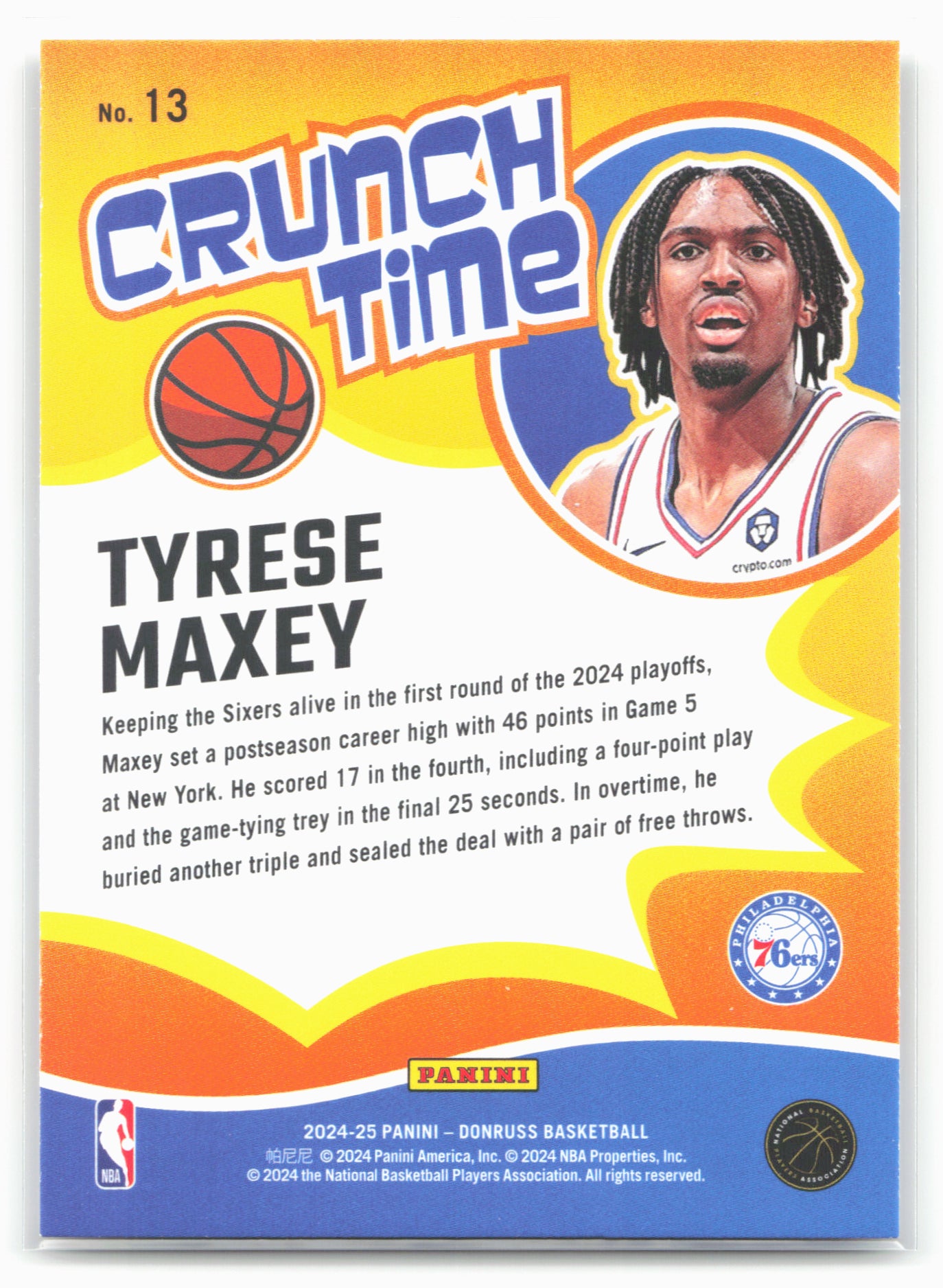 2024-25 Donruss #13 Tyrese Maxey Crunch Time