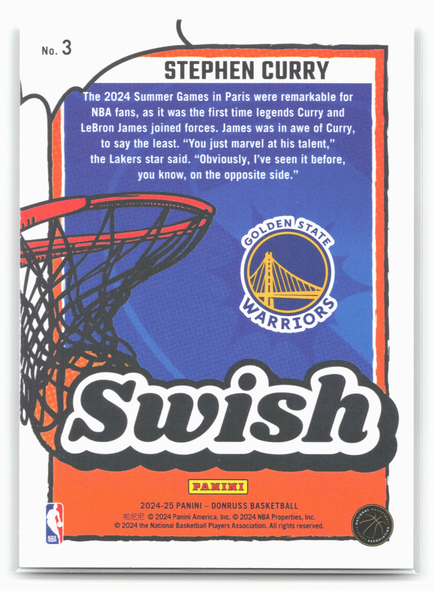 2024-25 Donruss #3 Stephen Curry Swish