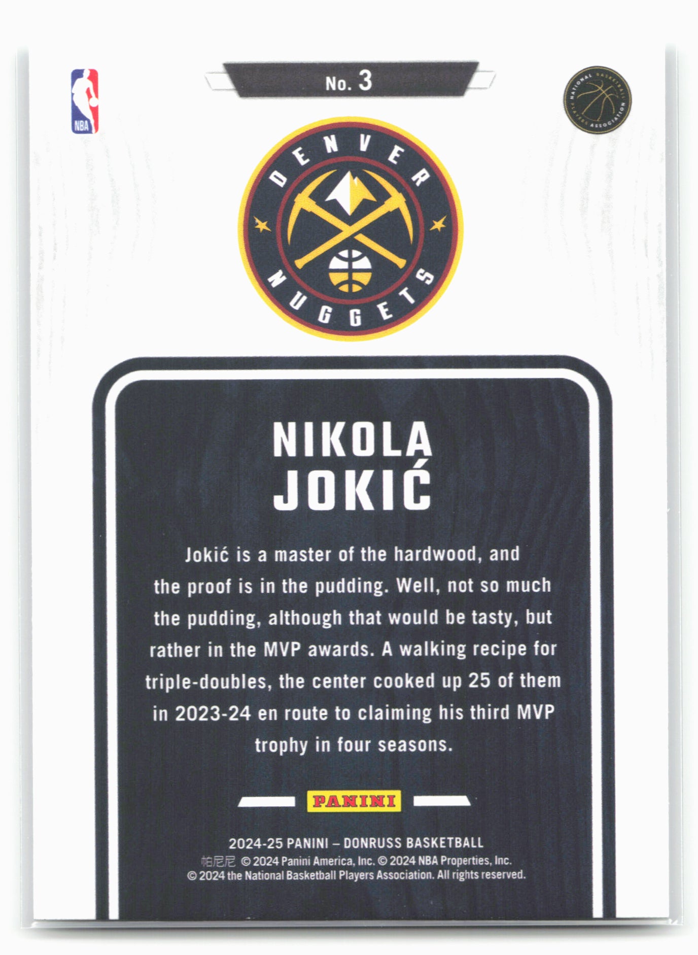 2024-25 Donruss #3 Nikola Jokic Hardwood Masters