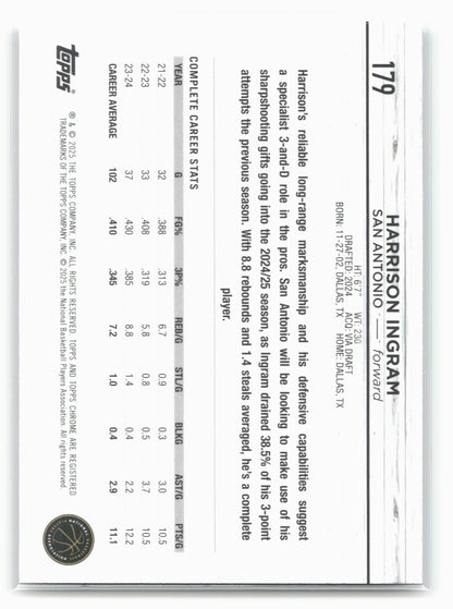 2024-25 Topps Chrome #179 Harrison Ingram Blue Basketball Refractor