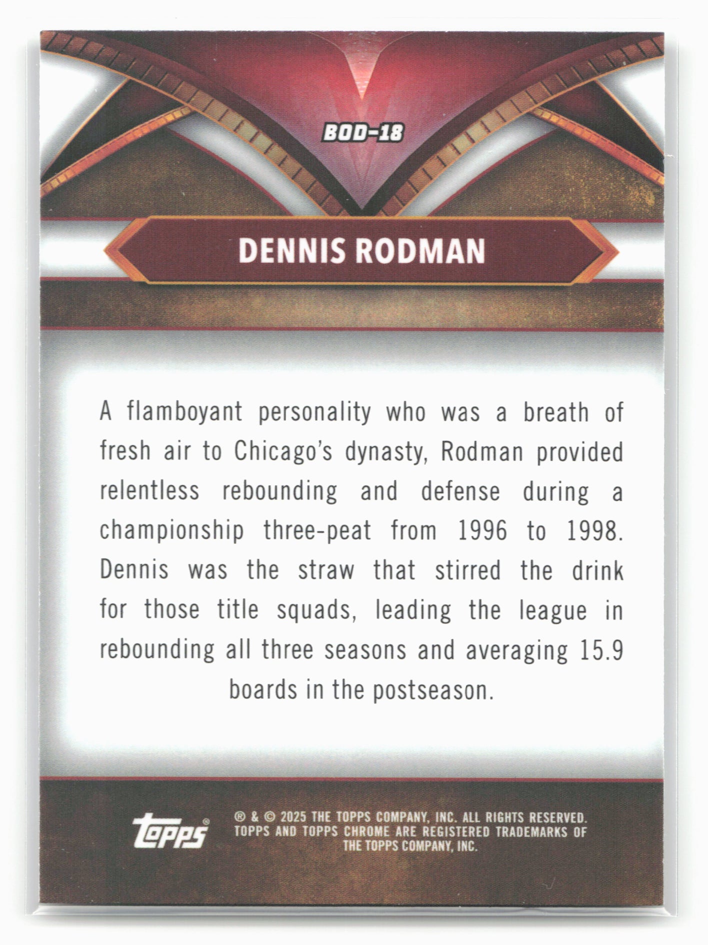 2024-25 Topps Chrome #BOD-18 Dennis Rodman Ball of Duty