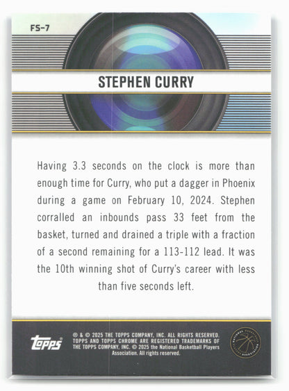 2024-25 Topps Chrome #FS-7 Stephen Curry Film Study Blue Basketball Refractor
